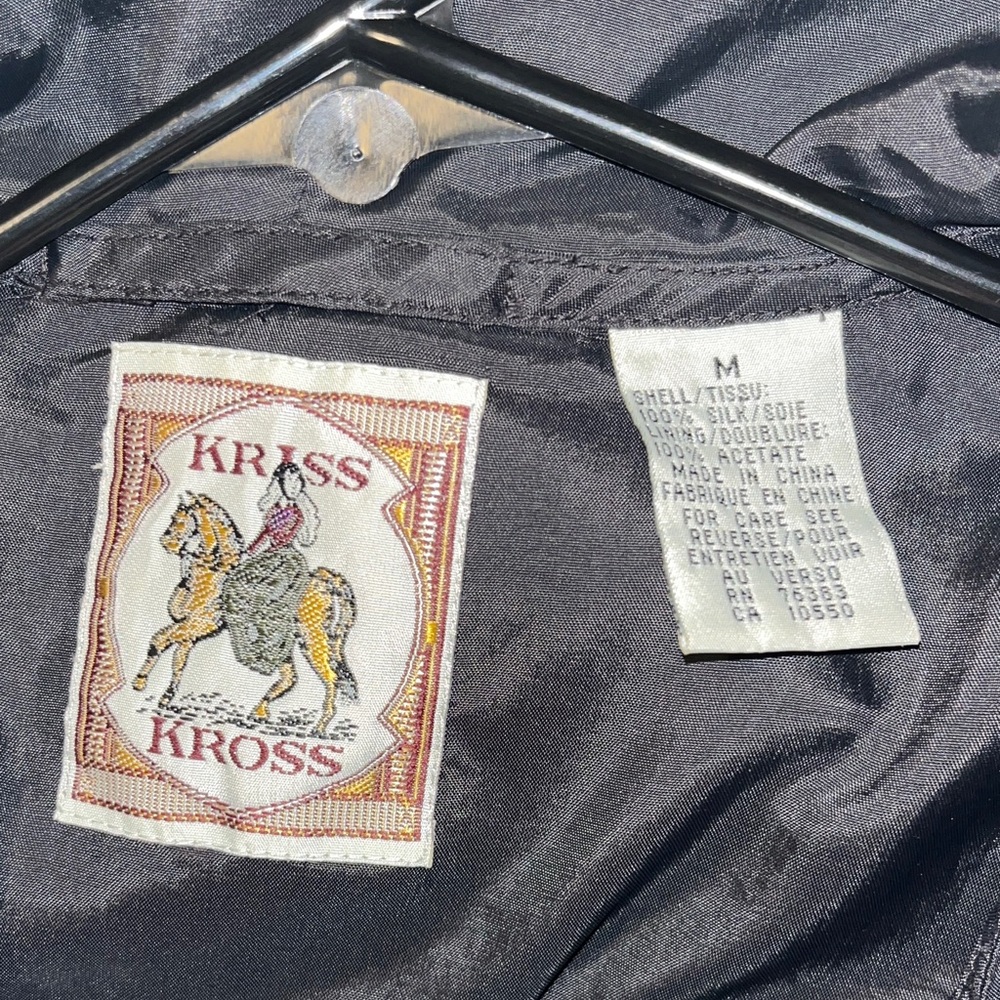 Kriss Kross Black Hooded Half Zip Pullover, 100% Silk - Picture 2 of 3